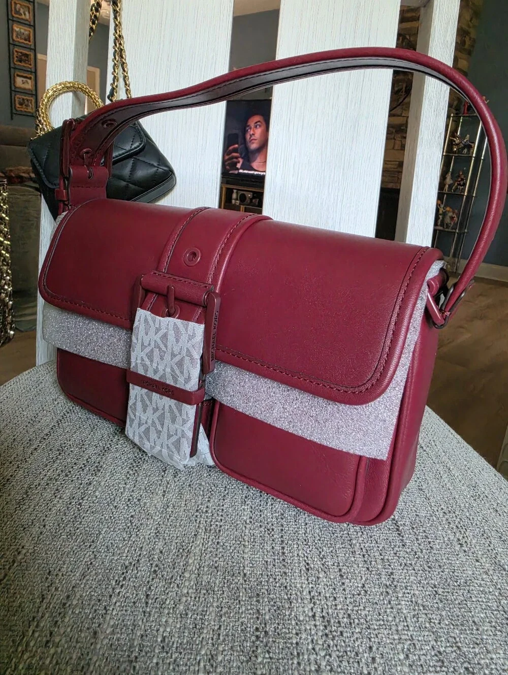Michael Kors Burgundy Leather Shoulder Bag  Or Handbag